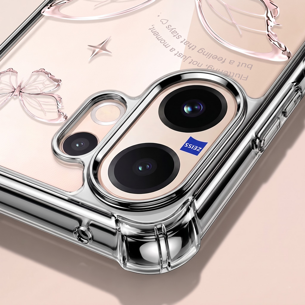 Vivo V60 5G Transparent Butterfly Anti-Yellow Airbag Cover