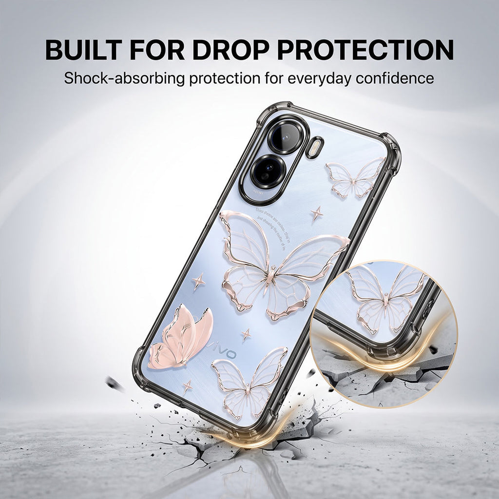 Vivo T5 Pro 5G Transparent Butterfly Anti-Yellow Airbag Cover
