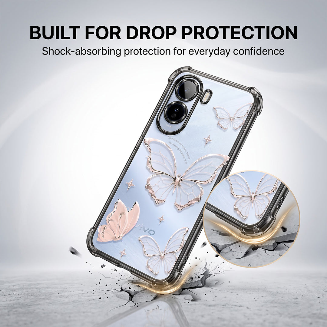 Vivo T5 Pro 5G Transparent Butterfly Anti-Yellow Airbag Cover