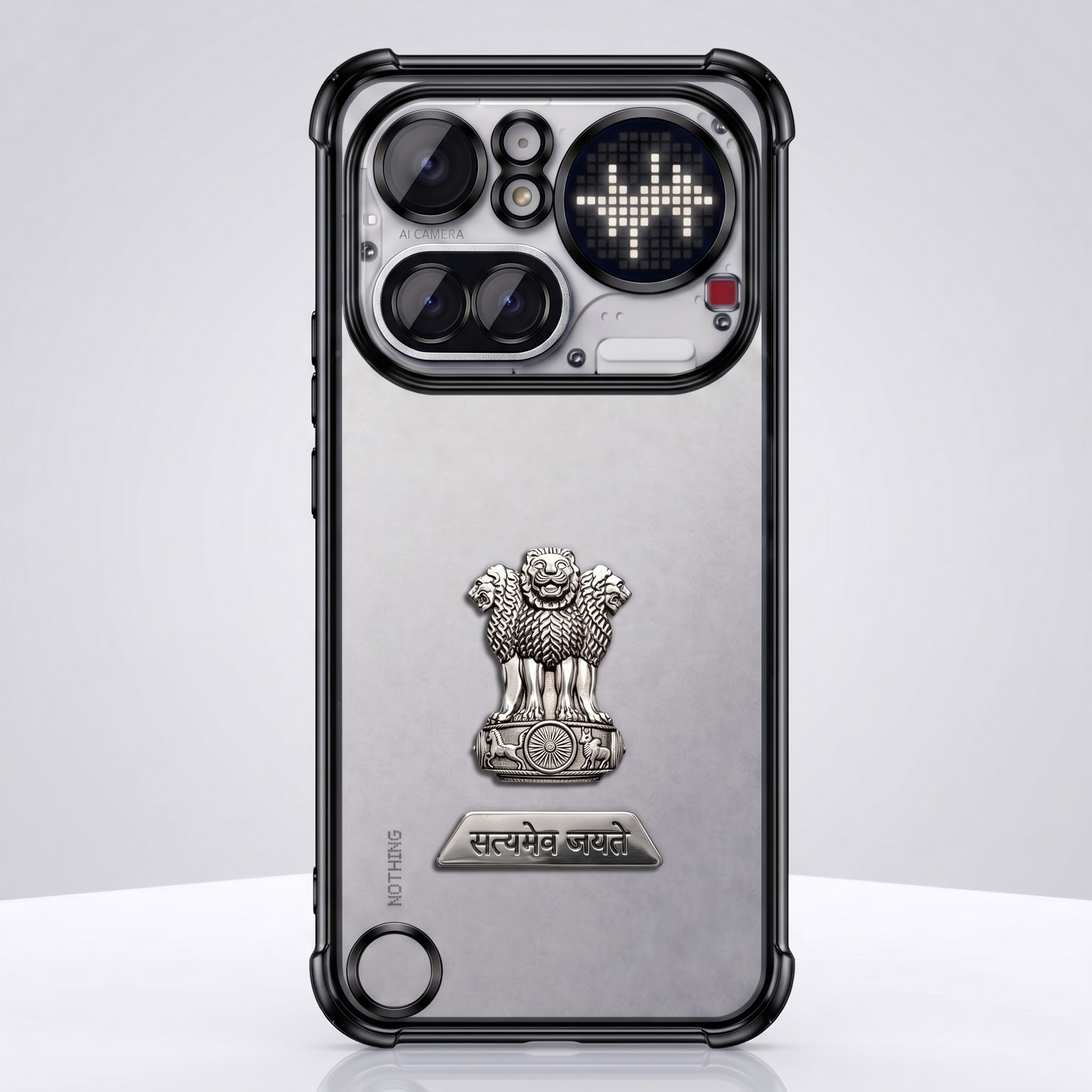 Nothing Phone 4a Pro 5G Satyamev Jayate 2-in-1 Emblem Transparent Shockproof Airbag Case
