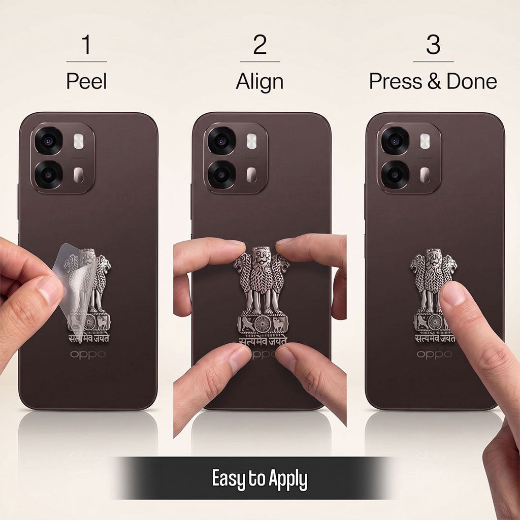 Oppo A6 Pro 5G Compatible Satyamev Jayate 3D Metal Emblem Sticker