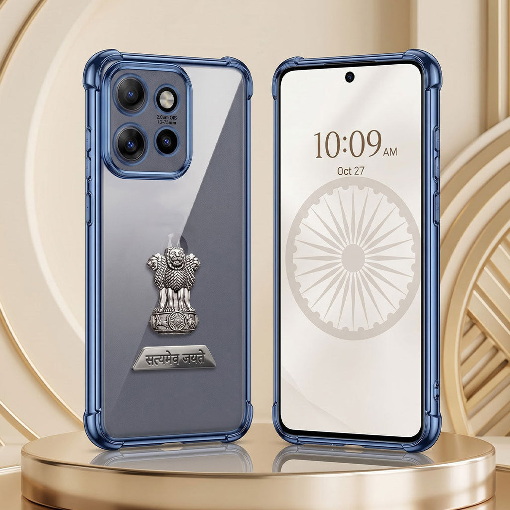 Motorola Edge 50 Neo 5G Satyamev Jayate 2-in-1 Emblem Transparent Shockproof Airbag Case