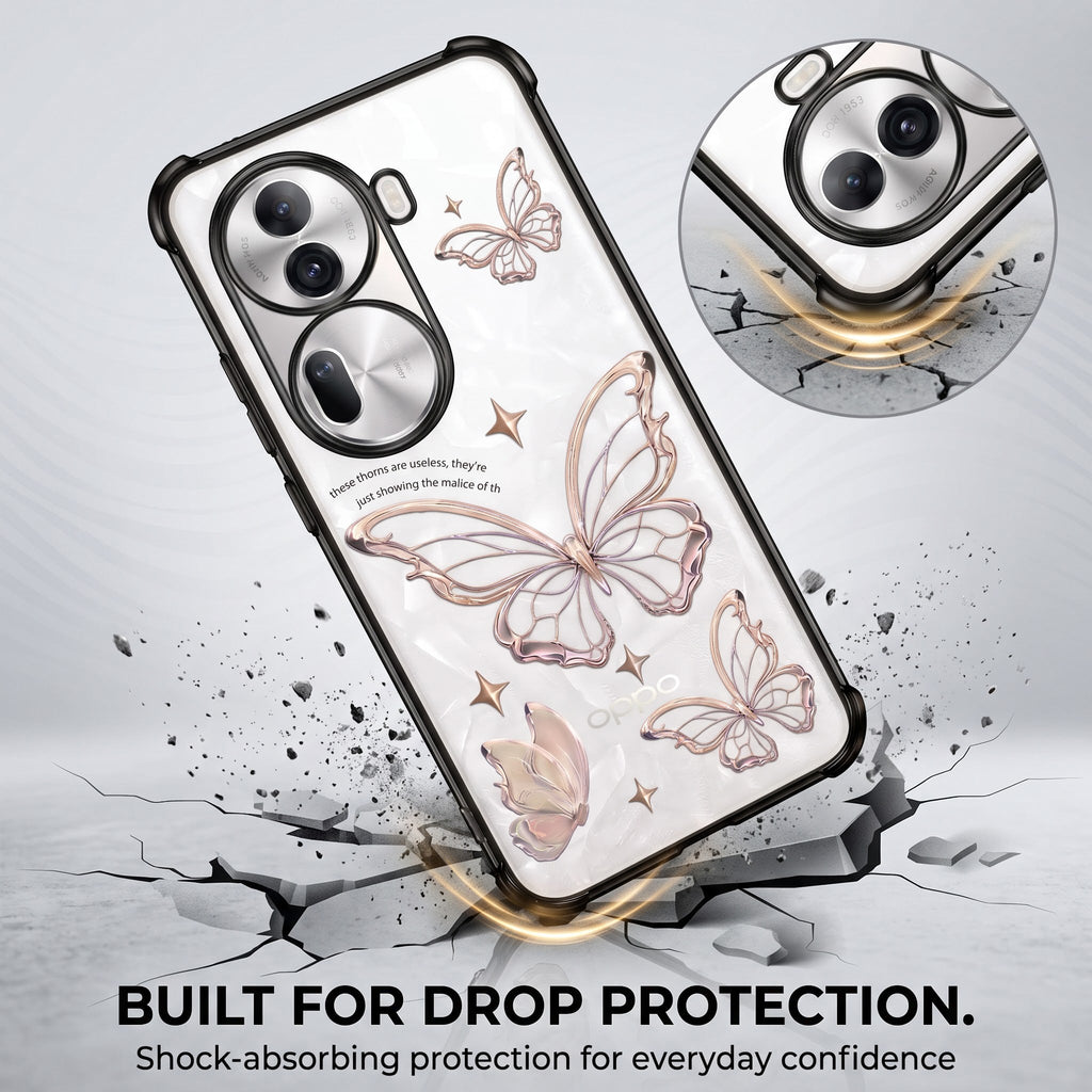 Oppo Reno 11 Pro 5G Transparent Butterfly Anti-Yellow Airbag Cover