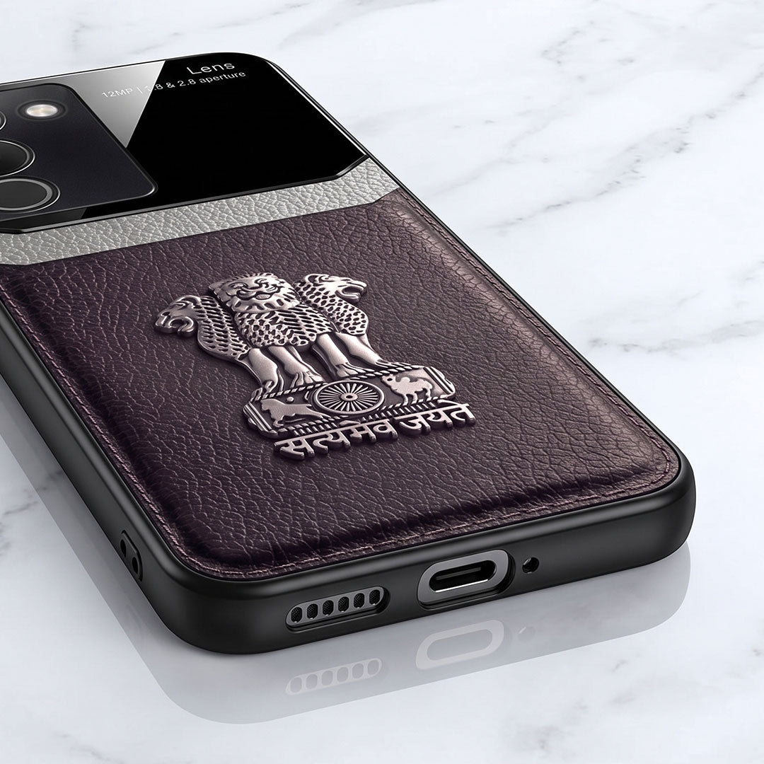 Vivo Y200 5G Satyamev Jayate 3D Metal Leather Back Case