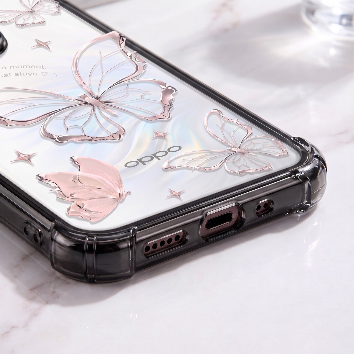 Oppo Reno 14 5G Transparent Butterfly Anti-Yellow Airbag Cover