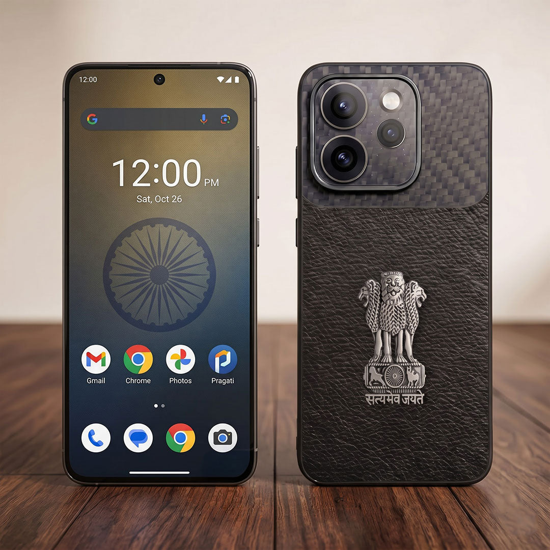 Oppo Reno 15 Pro Mini 5G Satyamev Jayate Carbon Fiber Leather Hybrid Phone Case