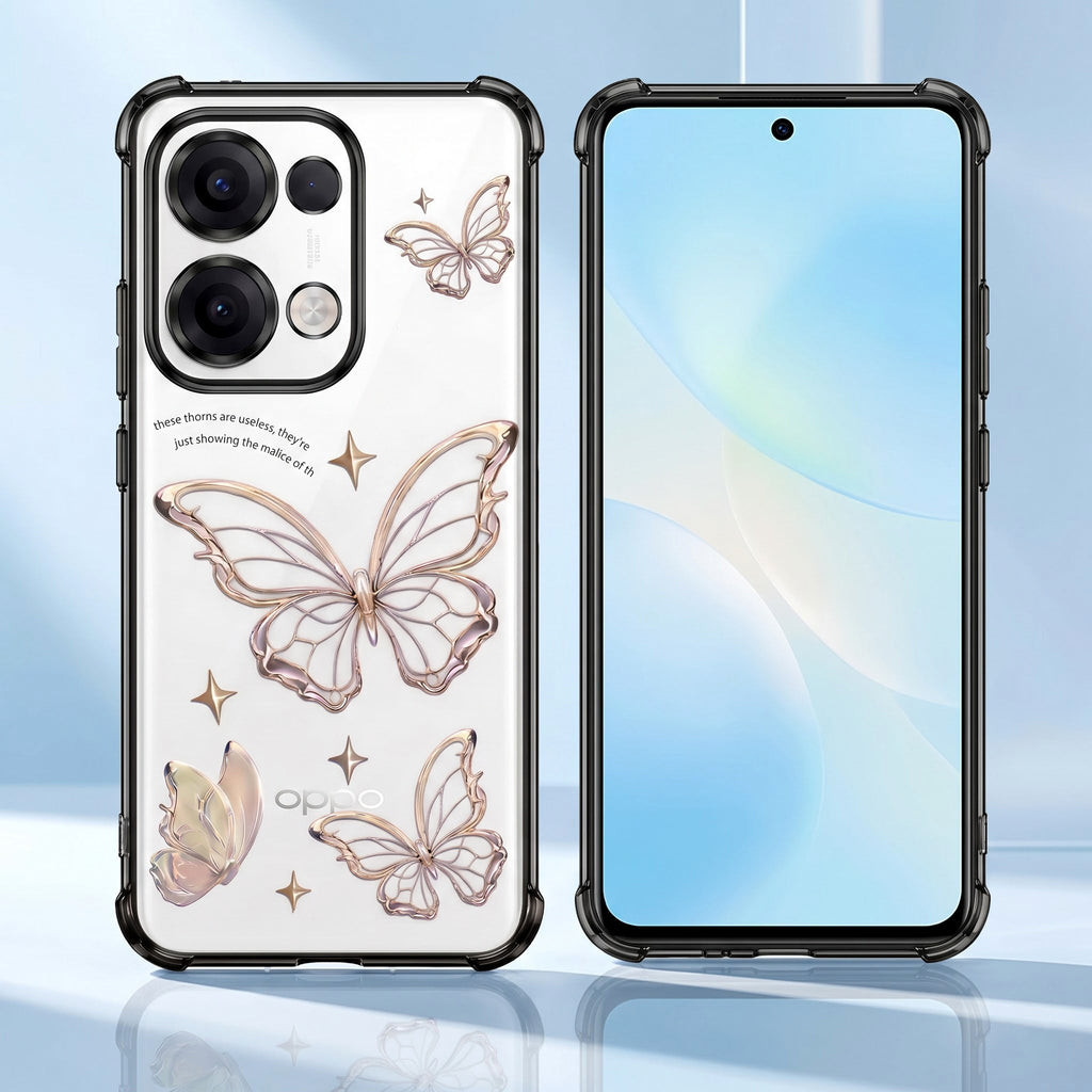 Oppo Reno 13 5G Transparent Butterfly Anti-Yellow Airbag Cover
