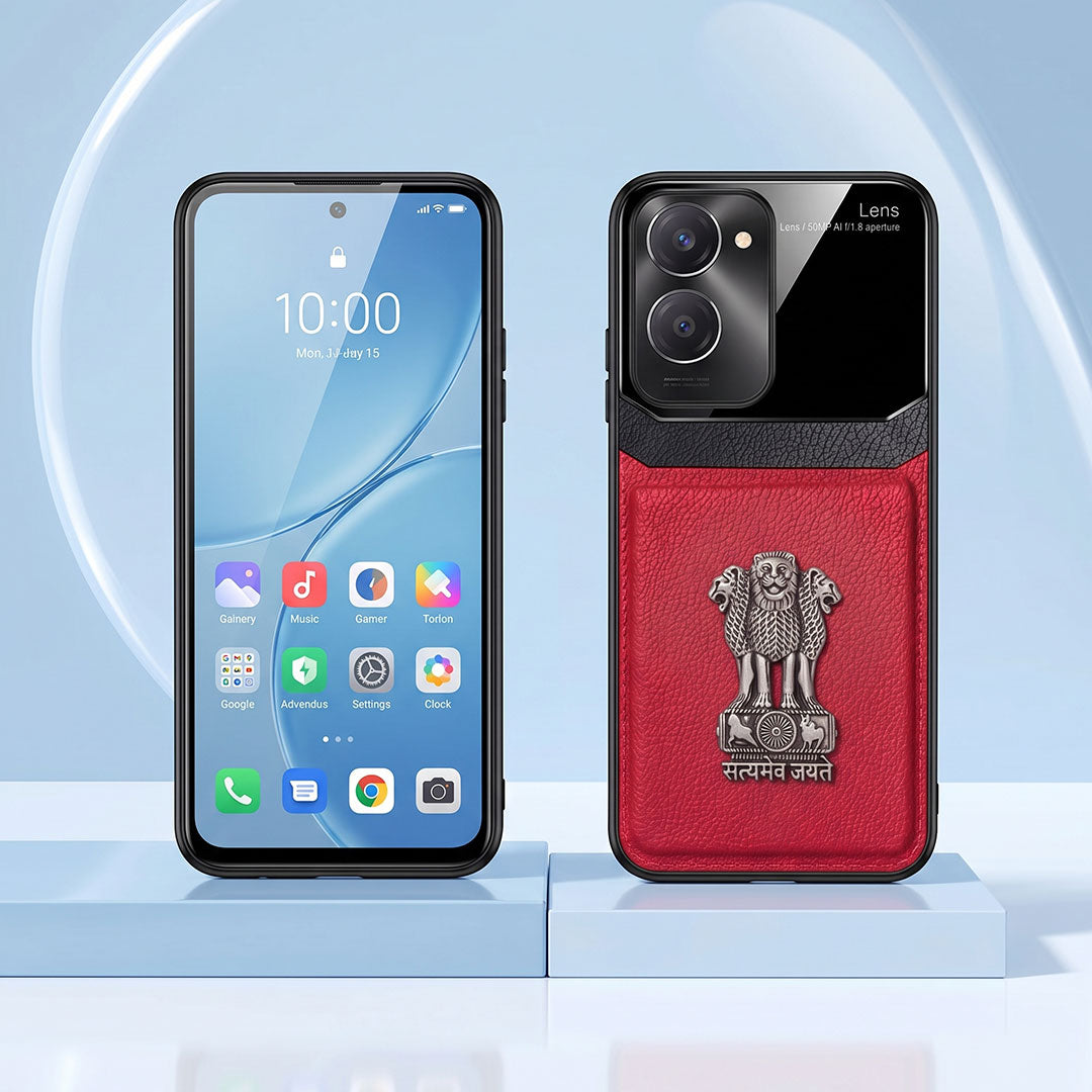 Vivo Y28s 5G Satyamev Jayate 3D Metal Leather Back Case
