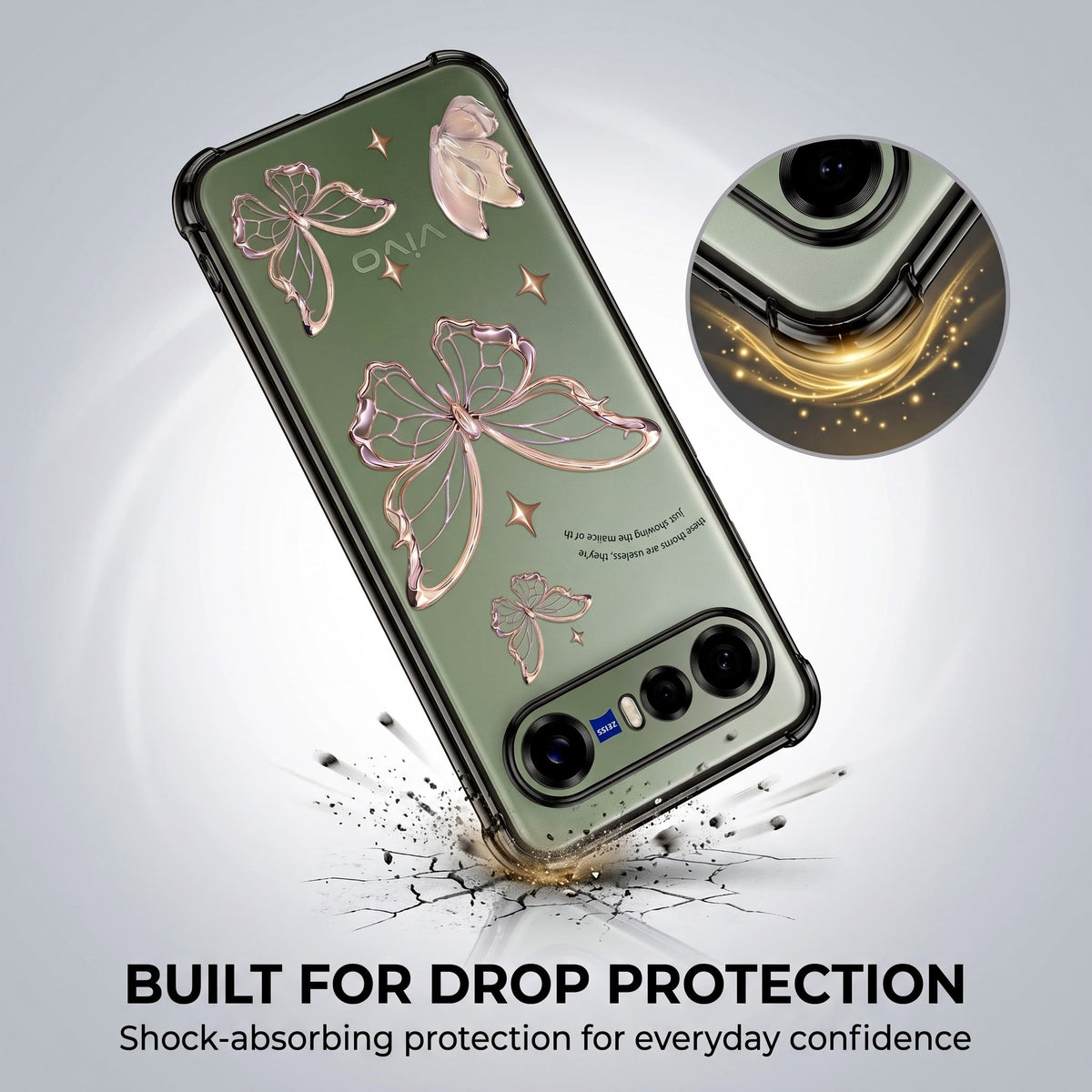 Vivo X300 FE 5G Transparent Butterfly Anti-Yellow Airbag Cover