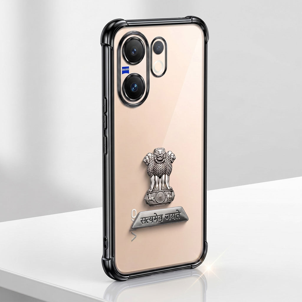 Vivo V60 5G Satyamev Jayate 2-in-1 Emblem Transparent Shockproof Airbag Case