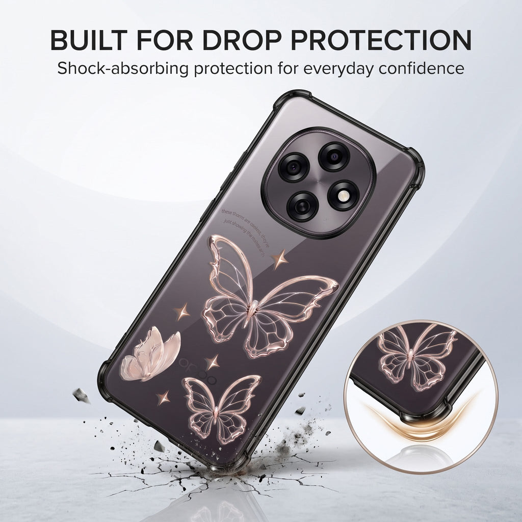 Oppo F31 Pro 5G Transparent Butterfly Anti-Yellow Airbag Cover