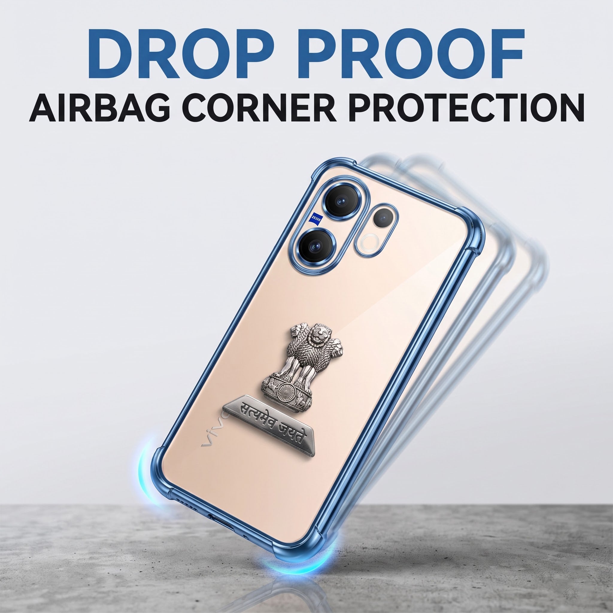 Vivo V60 5G Satyamev Jayate 2-in-1 Emblem Transparent Shockproof Airbag Case