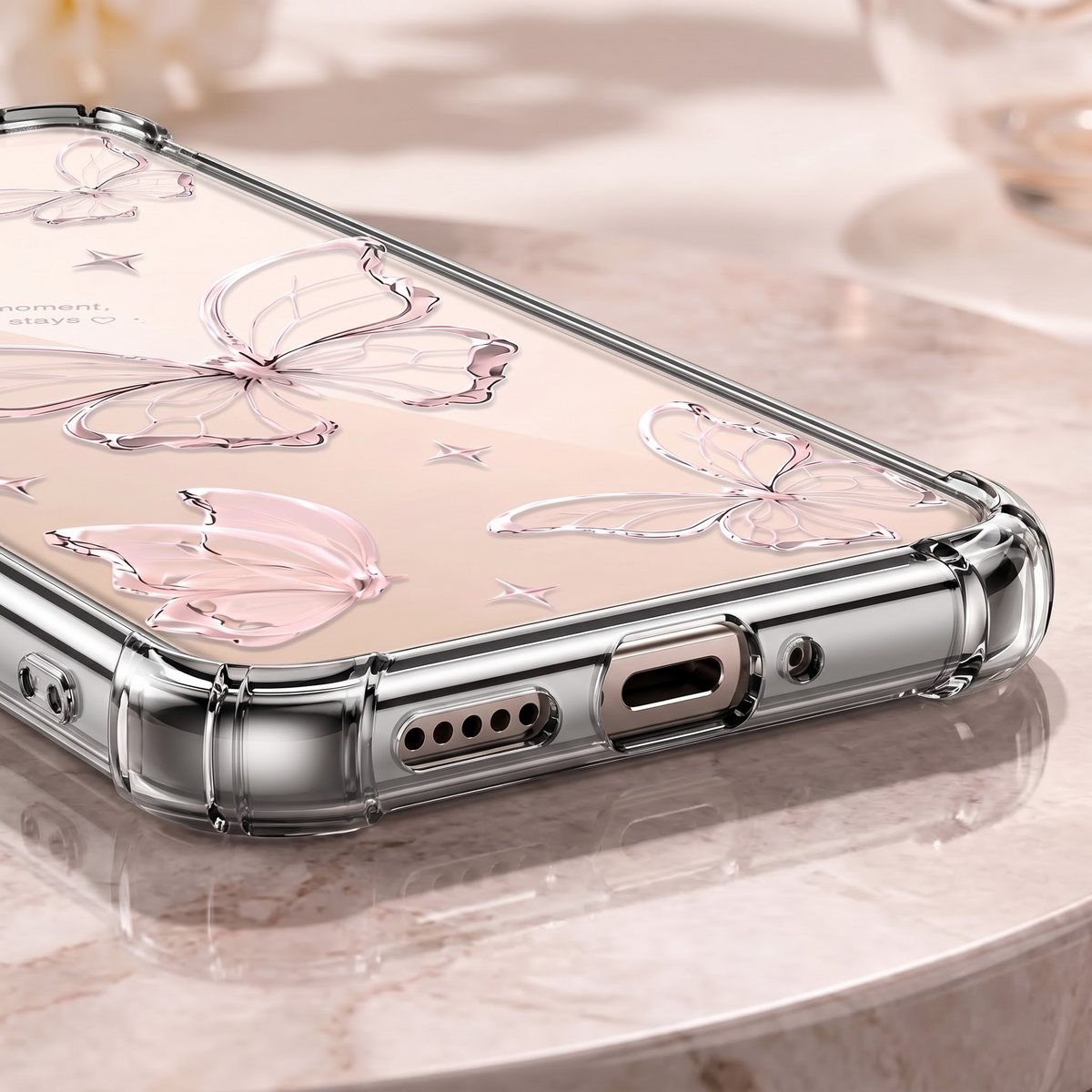 Vivo V60 5G Transparent Butterfly Anti-Yellow Airbag Cover