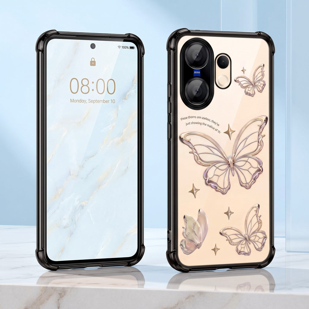 Vivo X200 FE 5G Transparent Butterfly Anti-Yellow Airbag Cover