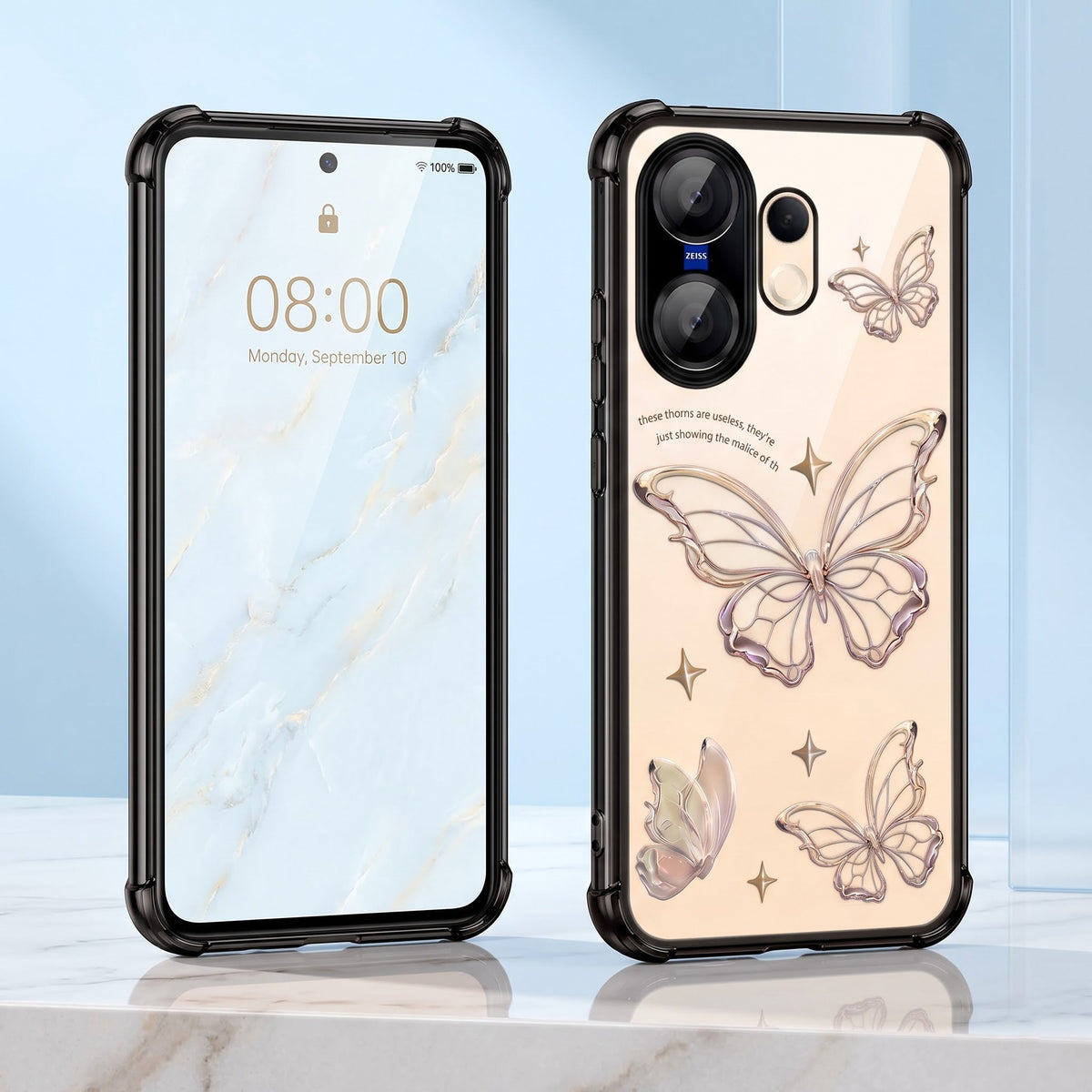 Vivo X200 FE 5G Transparent Butterfly Anti-Yellow Airbag Cover