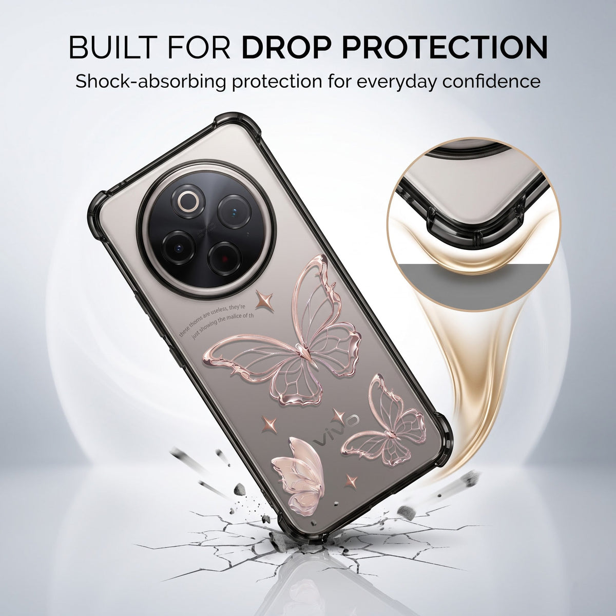 Vivo T4 5G Transparent Butterfly Anti-Yellow Airbag Cover