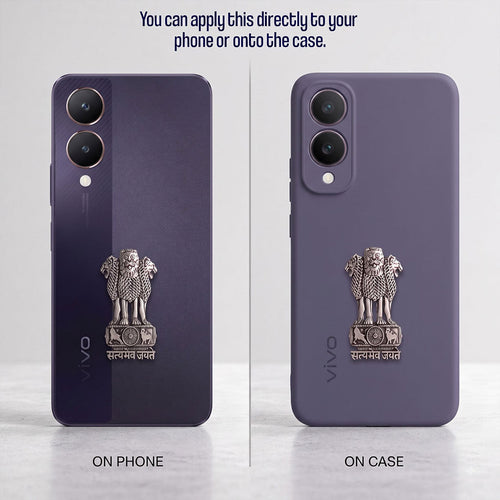 Vivo Y28 5G Compatible Satyamev Jayate 3D Metal Emblem Sticker