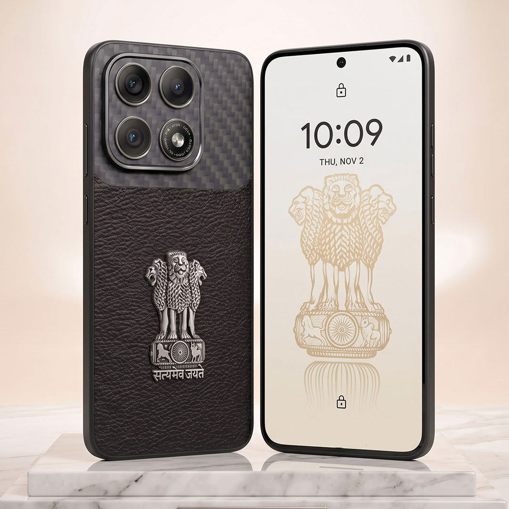 Motorola Edge 70 Pro 5g Satyamev Jayate Carbon Fiber Leather Hybrid Phone Case