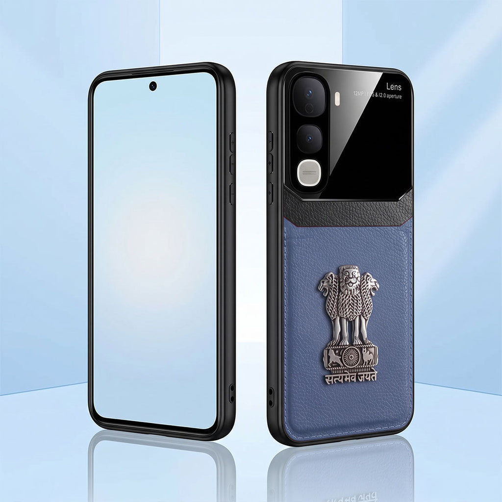 Vivo Y400 Pro 5G Satyamev Jayate 3D Metal Leather Back Case
