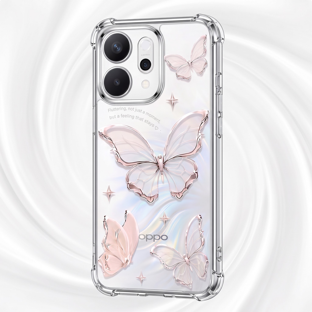 Oppo Reno 14 5G Transparent Butterfly Anti-Yellow Airbag Cover