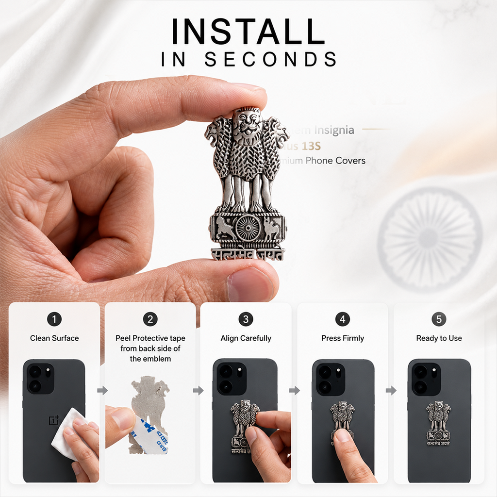 OnePlus Nord CE6 5G Compatible Satyamev Jayate 3D Metal Emblem Sticker