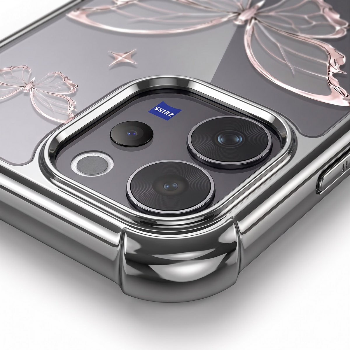 Vivo V70 5G Transparent Butterfly Anti-Yellow Airbag Cover