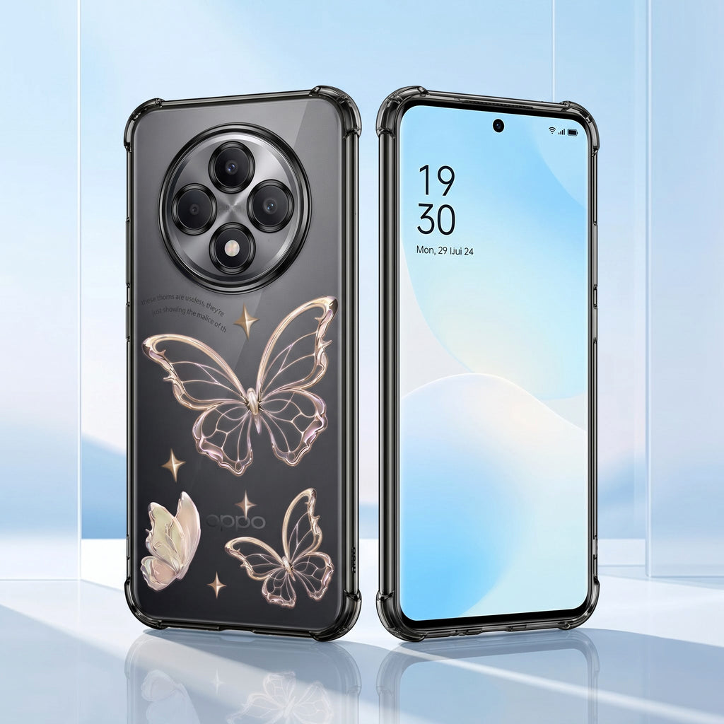 Oppo Reno 12F 5G Transparent Butterfly Anti-Yellow Airbag Cover