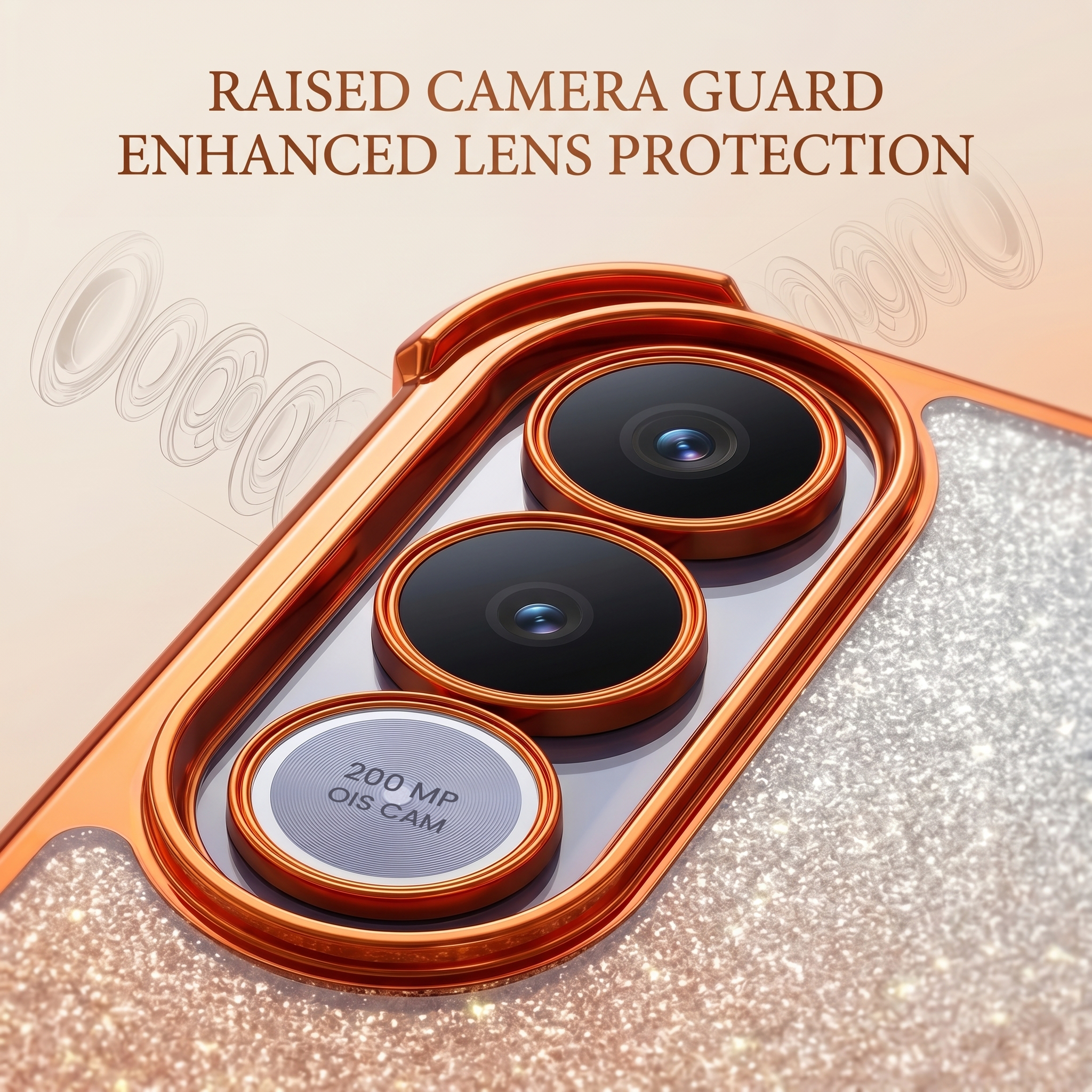 Vivo V70 FE 5G Invincible Bracket Ring Stand Shimmer Airbag Cosmic Orange Case