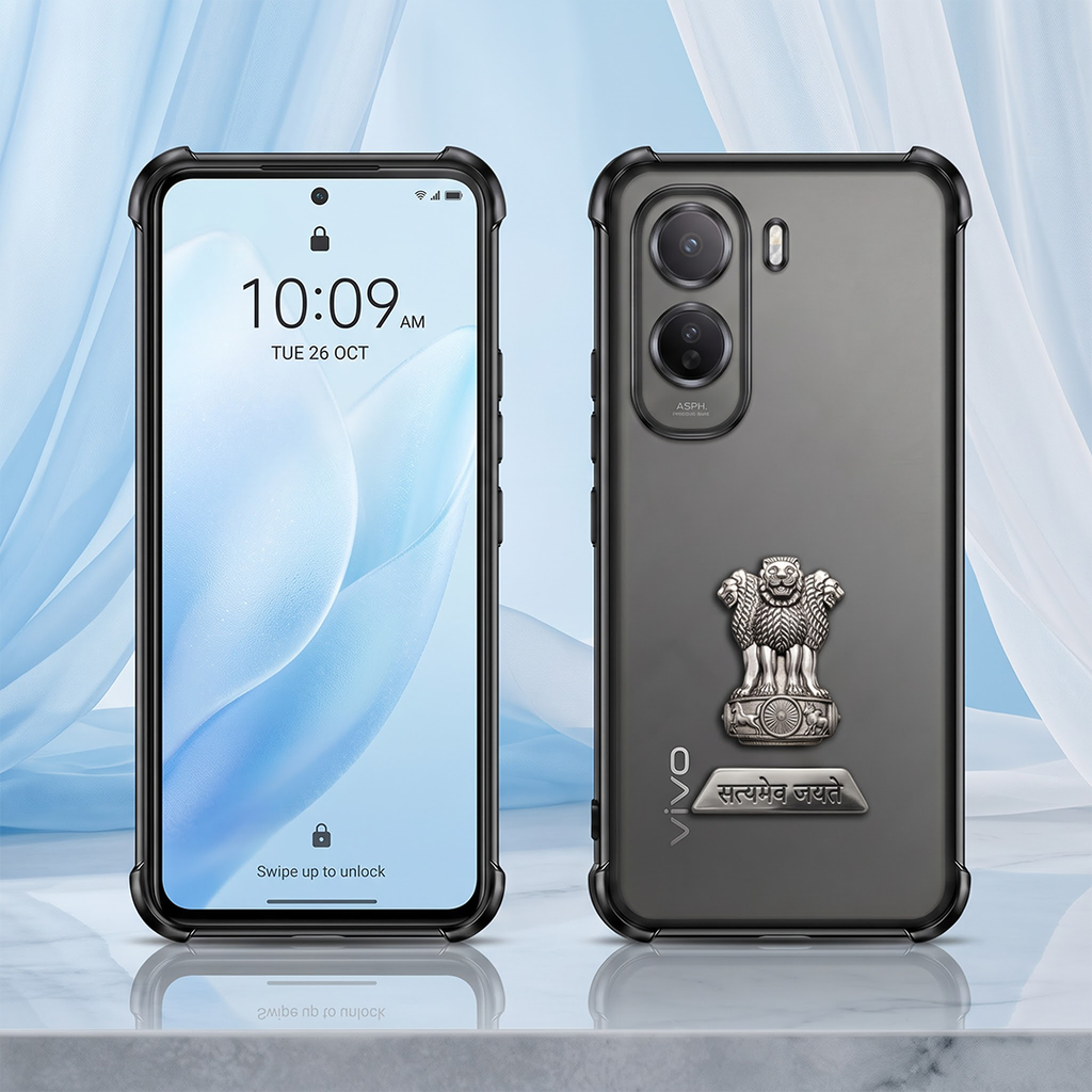 Vivo T5 Pro 5G Satyamev Jayate 2-in-1 Emblem Transparent Shockproof Airbag Case