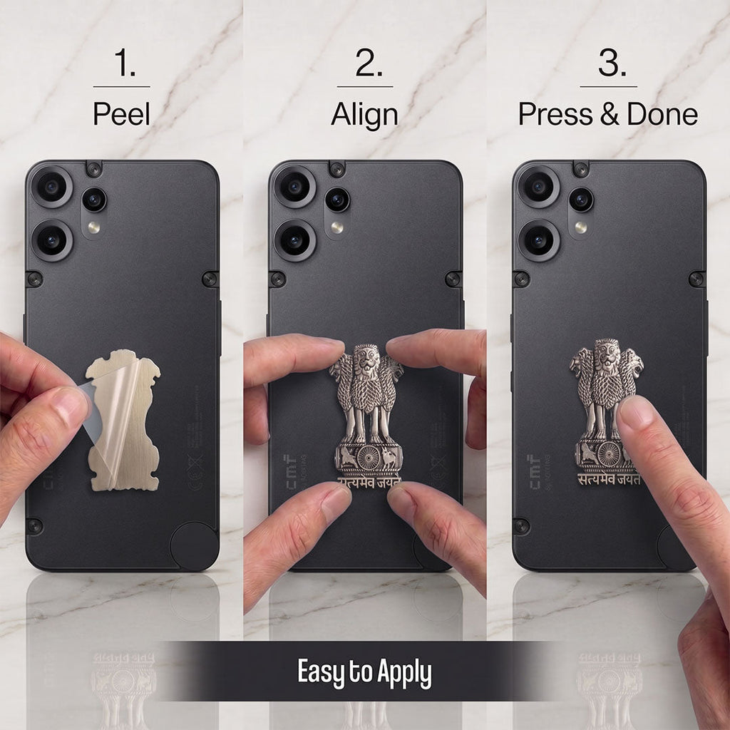 Nothing Phone 2 Pro 5G Compatible Satyamev Jayate 3D Metal Emblem Sticker