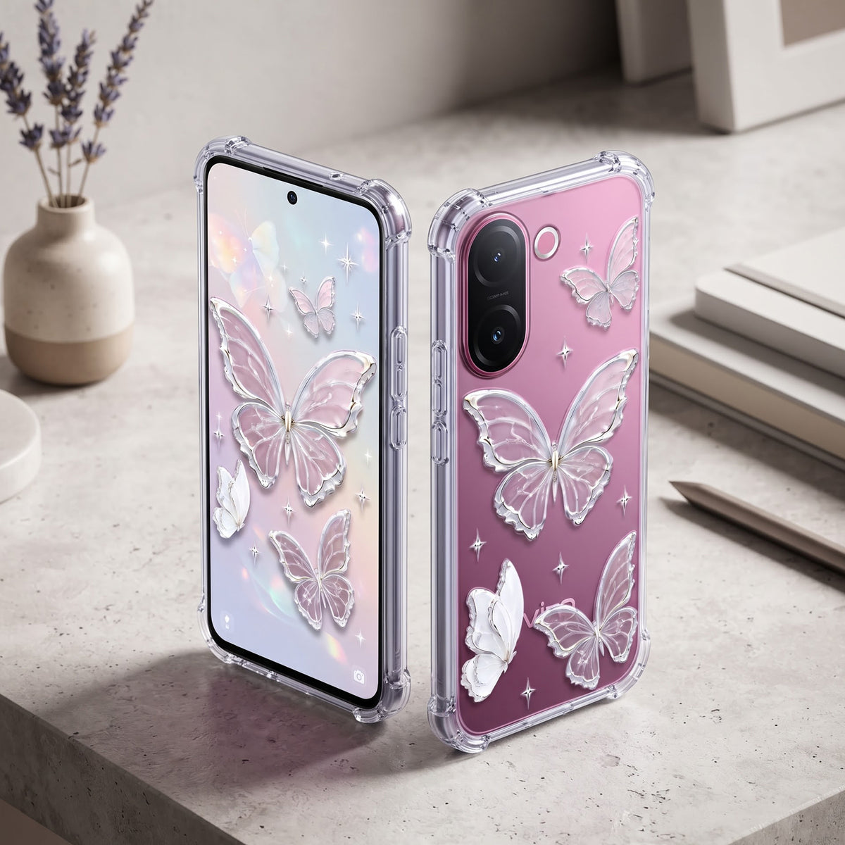 Vivo V60e 5G Transparent Butterfly Airbag Cover
