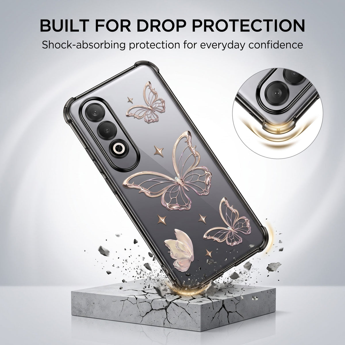 Oneplus Nord CE4 5G Transparent Butterfly Anti-Yellow Airbag Cover