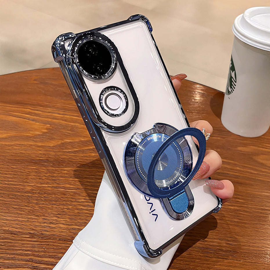 Vivo V50 5G Luxury Four Corner Invincible Bracket Ring Stand Case