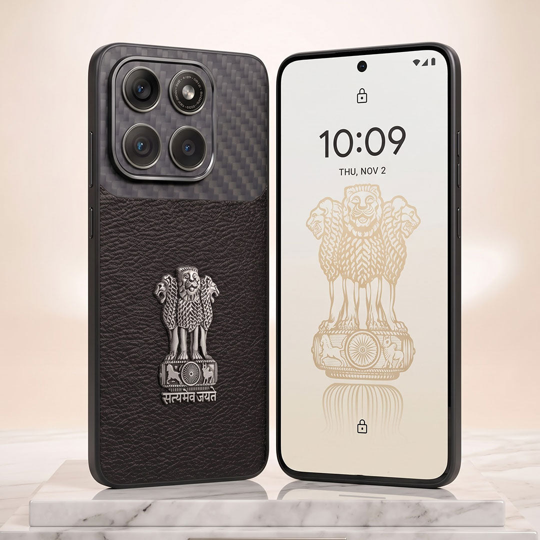 Motorola Edge 60 Pro 5g Satyamev Jayate Carbon Fiber Leather Hybrid Phone Case
