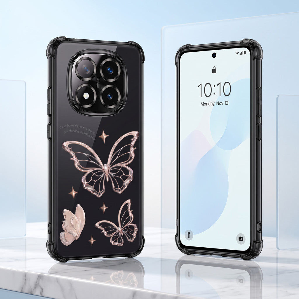 Redmi Note 14 Pro+ 5G Transparent Butterfly Anti-Yellow Airbag Cover