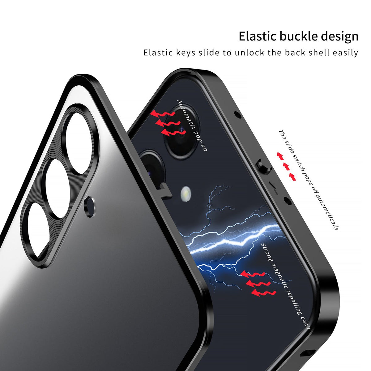 Samsung Galaxy A55 5G Phone case with elastic buckle design on a white background