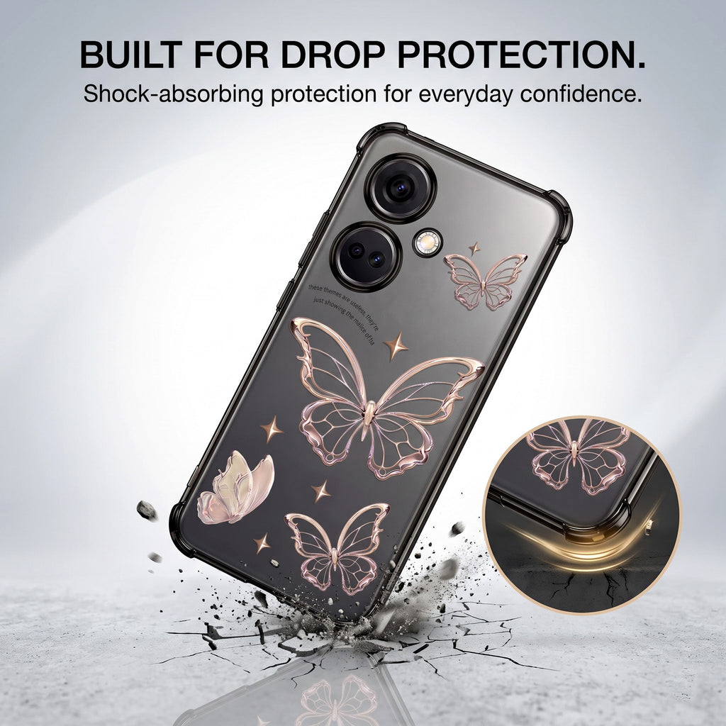 Oneplus Nord CE3 5G Transparent Butterfly Anti-Yellow Airbag Cover