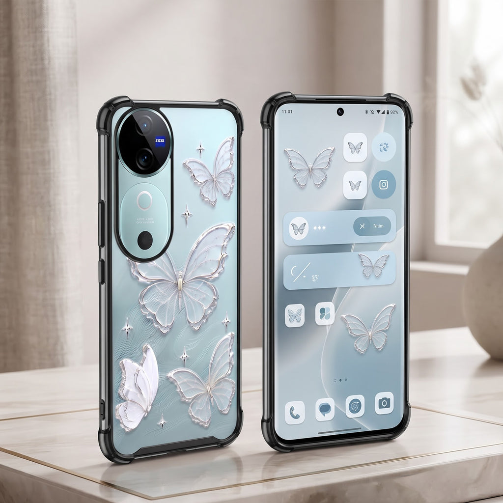 Vivo V40 5G Transparent Butterfly Airbag Cover