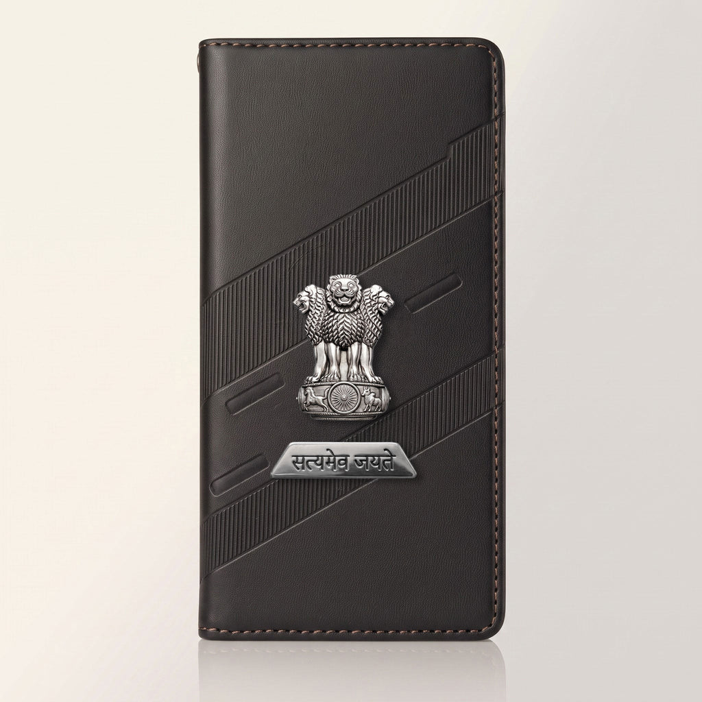 Oppo F29 Pro 5G Metal Satyamev Jayate 2-in-1 Emblem Magnetic Flip Wallet Case
