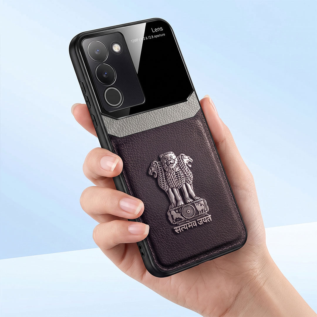 Vivo Y200 5G Satyamev Jayate 3D Metal Leather Back Case