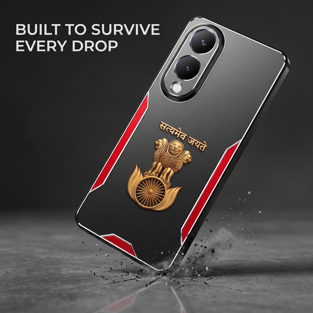 Vivo Y28 5G Satyamev Jayate 3D Metal Aluminium Back Case