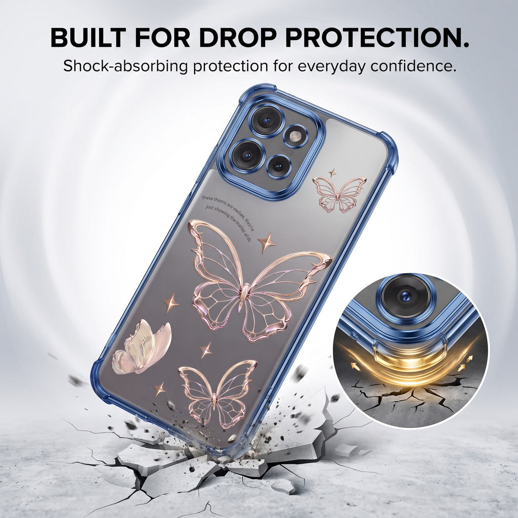 Motorola Edge 50 5G Transparent Butterfly Anti-Yellow Airbag Cover