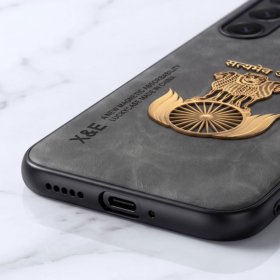 Samsung Galaxy A35 5G Satyamev Jayate Comfortable Leather Phone Case