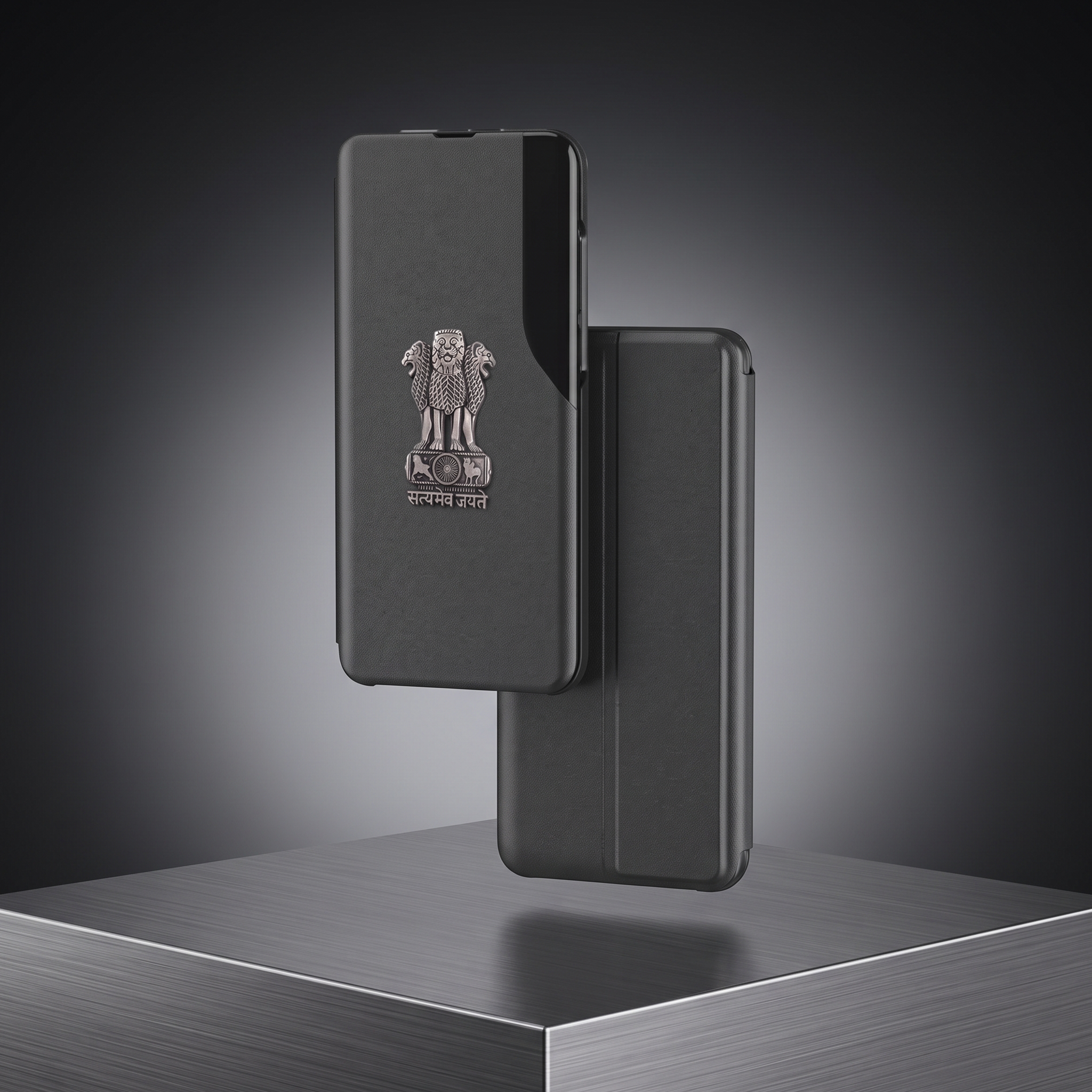 Vivo T3 Pro 5G Metal Emblem Satyamev Jayate Half Window Leather Flip Case