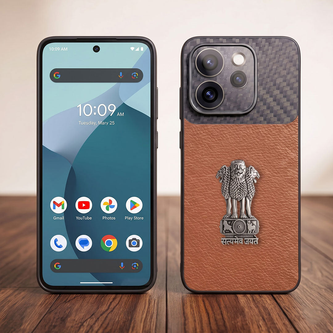 Oppo Reno 15 Pro Mini 5G Satyamev Jayate Carbon Fiber Leather Hybrid Phone Case