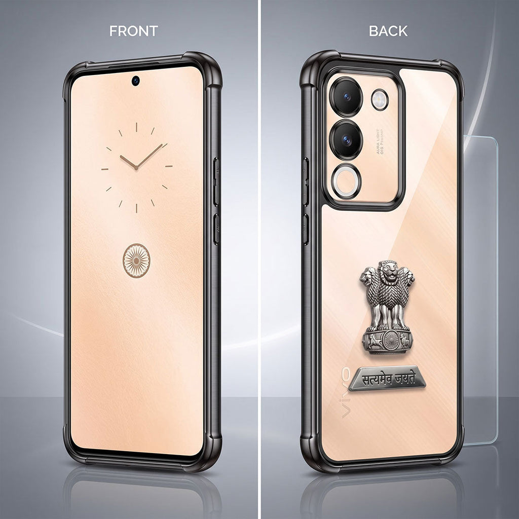 Vivo Y200 5G Satyamev Jayate 2-in-1 Emblem Transparent Shockproof Airbag Case