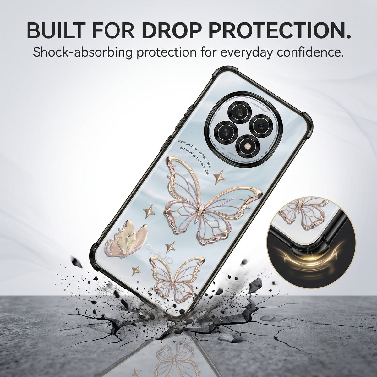 Oppo F29 5G Transparent Butterfly Anti-Yellow Airbag Cover
