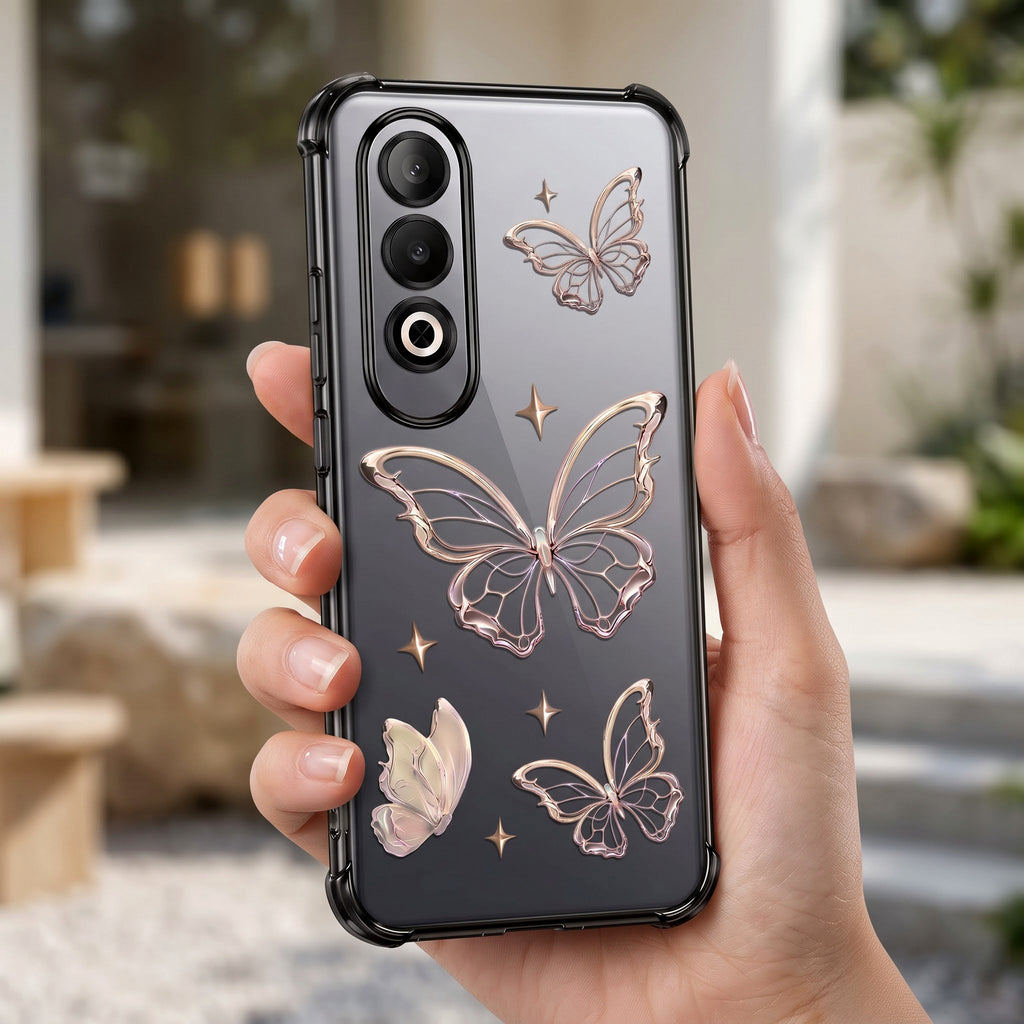Oneplus Nord CE4 5G Transparent Butterfly Anti-Yellow Airbag Cover
