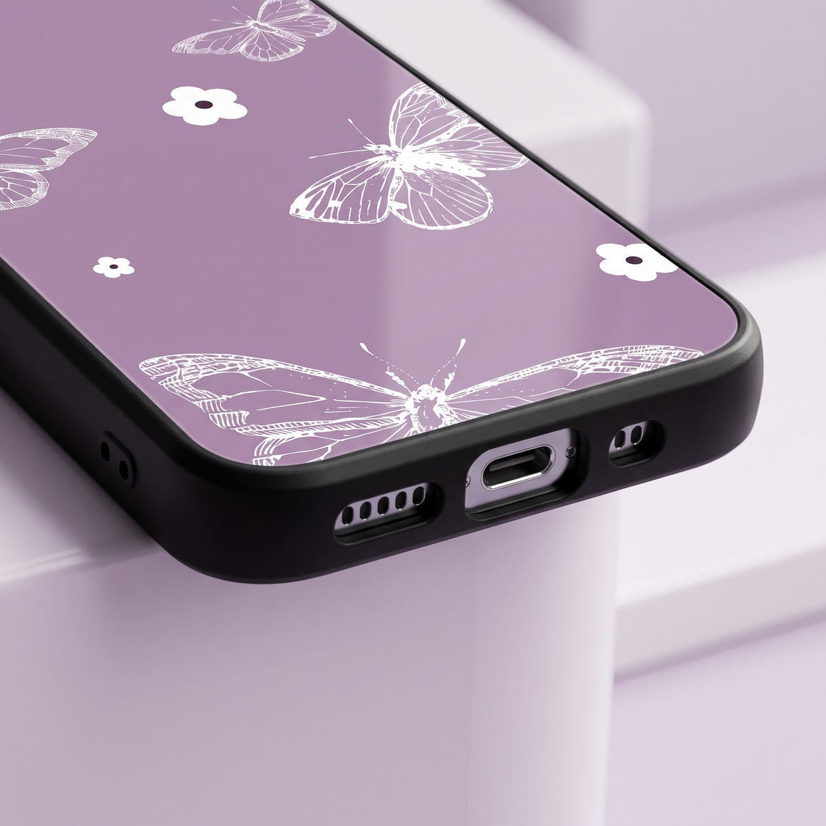 Vivo V70 FE Lavender Butterfly Floral Printed Back Cover