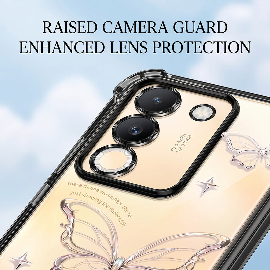 Vivo Y200 5G Transparent Butterfly Anti-Yellow Airbag Cover